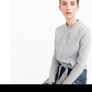J.Crew Tie-Front Knot Snap Button Heather Gray Cardigan L